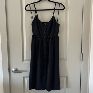 Forever 21 Button Up Midi Dress Black with Adjustable Straps
